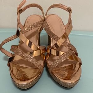 NWOT!!! Glitter Gold Wedge Heels